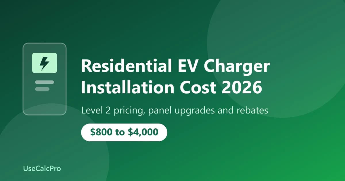 Residential EV Charger Installation Cost in 2026 (Full Pricing Guide)