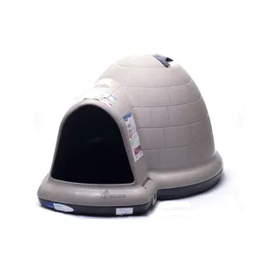 Petmate Large Dog House Outdoor Weatherproof - Indigo Igloo Dog House, Made in USA, for Large Dogs 50 to 90 pounds, TAUPE/BLACK