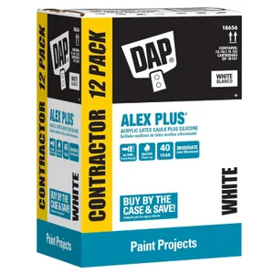 DAP Alex Plus Acrylic Latex Caulk, White, 10.1 Oz, 12 Pack (7079818152)