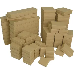 50 Box Assortment of Kraft Color Cotton Filled Jewelry Boxes by 888 Display USA