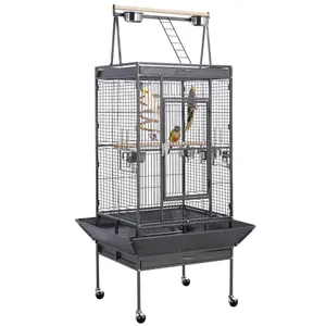 Yaheetech 69" Play Top Bird Cage with Rolling Stand — Wrought Iron Large Flight Cage for Small to Medium Birds (Cockatiels, Conures, Monk Parakeets, Lovebirds)