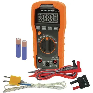 Klein Tools MM400 Multimeter, Digital Auto Ranging, AC/DC Voltage, Current, Capacitance, Frequency, Duty-Cycle, Diode, Continuity, Temp 600V
