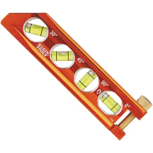 Klein Tools 935AB4V Level, 6-Inch Magnetic Torpedo and Conduit Level with 0/30/45/90 Degree Vials, V-Groove and Magnet Track, High Visibility Orange