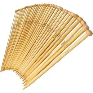 36PCS Bamboo Knitting Needles Set, BetyBedy Single Pointed Knitting Needles, 9 Inches Length Knitting Crochet Supplies for Beginners Handmade (18 Sizes from 2.0mm-10.0mm)