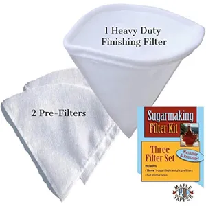 Maple Syrup Filter Set - 1 Qt. (3 pieces) - One Heavy Duty Synthetic Filter and Two Pre Filters - REUSABLE – Perfect Size for at Home Sugaring (1 Quart). Made in USA