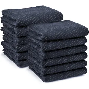 Sure-Max 12 Moving & Packing Blankets - Pro Economy - 80" x 72" (35 lb/dz weight) - Quilted Shipping Furniture Pads Navy Blue and Black