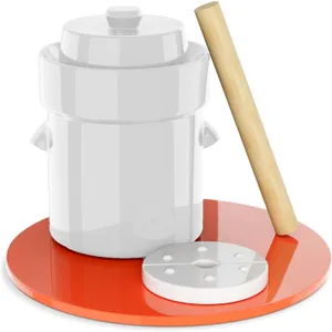 Fermentation Crock 1/2 Gallon Humble House Sauerkrock Sauerkraut Crock with Lid Weights & Pounder - White Ceramic Fermenting Crock Kit for Pickling Cabbage Kimchi Vegetables 2 Liter Fermentation Jar