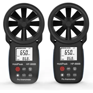 [2 PCS] HoldPeak 866B Handheld Anemometer, Digital Wind Speed Gauge Meter, Air Flow Velocity Temperature CFM Measuring Device for HVAC Outdoor Sailing Shooting Golf