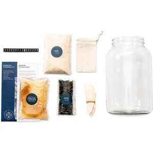Starter Kit – Includes Organic SCOBY, Starter Liquid, 1 Gallon Glass Jar, Temp Gauge, Tea, and Sugar