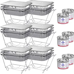 Disposable Chafing Dish Buffet Set - Set of 6 / 36pc - Half-Sized Catering Chafers and Buffet Warmers, Buffet Server, Food Warmers for Parties, Catering Supplies for Party - Includes Fuel Cans
