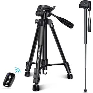 UBeesize 60-inch Camera Tripod, MT60 Aluminum Monopod Tripod Combo, Lightweight Professional Travel Video Camera Stand with Carry Bag for DSLR, SLR, Cell Phone