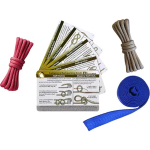 ReferenceReady Knot Tying Kit - Outdoor Knots Pocket Guide, Webbing, and Paracord for Practicing Camping, Backpacking, & Scouting Knots