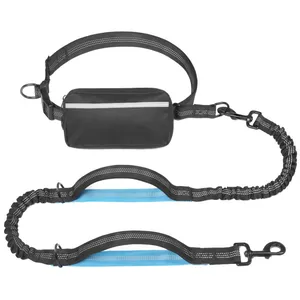 iYoShop Hands Free Dog Leash with Zipper Pouch, Dual Padded Handles and Durable Bungee for Walking, Jogging and Running Your Dog (Large, 25-120 lbs, Black)
