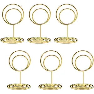Jofefe 20pcs Mini Place Card Holders, Cute Table Number Holders, Small Size Table Card Holder Tables Number Stands, Wire Photo Picture Menu Clips for Wedding centerpieces, Anniversary Party (Gold)