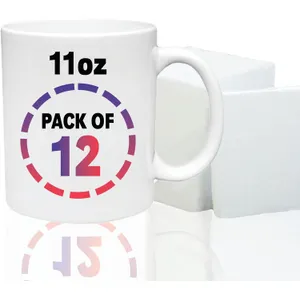 PIVOI 11oz Blank Sublimation Ceramic Coffee Mugs with Protective Styrofoam DIY Pack of 12 Blank Sublimation Mugs White 12pcs