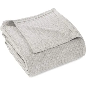 BLUENILEMILLS BNM Waffle Weave Cotton Blanket, for Picnic, Beach, Traveling, or Camping, Comfy Blanket, Bedroom Decor, Essentials, Cover for Bed, Couch, Lounging, Honeycomb Knit, Twin, Silver