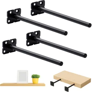 SOMADA 8 Inch Floating Shelf Brackets, 4 Pack Invisible Heavy Duty Shelf Supports, Solid Steel Hardware Kit for Mounting Concealed Within Wooden Shelves or Mantle, Hidden Brackets for Blind Shelf.