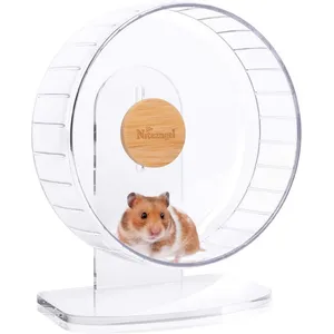Niteangel Super-Silent Hamster Exercise Wheels - Quiet Spinner Hamster Running Wheels with Adjustable Stand for Hamsters Gerbils Mice Or Other Small Animals (M, Transparent)
