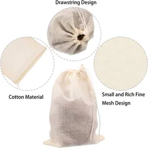 50 Pacs Cheesecloth Tea Filter Strainer Bags Reusable Muslin Drawstring Natural Unbleached Cotton Straining ECO Friendly Tea/Herb Brew Spice Bags Loose Leaf Tea Infuser for Home Kitchen Office Travel