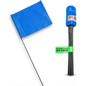 Blue Marking Flags 100 Pack - 4x5x15 Inch Blue Yard Flags - Markers For Lawn, Irrigation, Landscaping, Survey & Sprinkler Head Marking