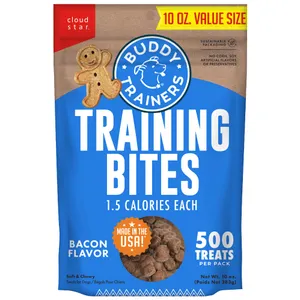 Buddy Biscuits Trainers Training Bites Soft & Chewy Dog Treats, Bacon, 10 oz. Pouch