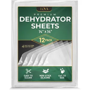 Silicone Dehydrator Sheets 14x14 Inch (12 Pack) - Reusable Non-Stick Mesh Dehydrator Mats, BPA-Free Food-Grade Tray Liners, Cut-to-Fit Dehydrator Accessories for Jerky, Fruit & Herbs by Lova
