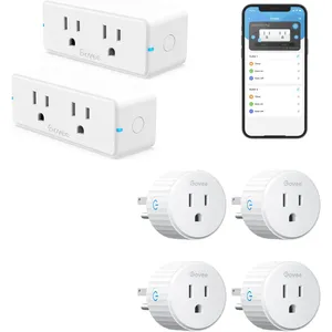 Govee Dual Smart Plug 2 Pack, 15A WiFi Bluetooth Outlet, Work with Alexa and Google Assistant, 2-in-1 Compact Design Bundle with Govee Smart Plug, WiFi Plugs Work with Alexa & Google Assistant