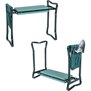2-in-1 Garden Kneeler & Seat, Folding Seat w/EVA Foam Kneeling Pad & Removable Tools Pouch, Sturdy Steel Frame, No Assembly, Portable Heavy Duty Garden Stool for Women & Men