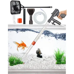 QZQ Aquarium Gravel Cleaner [2026 Edition] Vacuum Fish Tank Vacuum Cleaner Tools for Aquarium Water Changer with Aquarium Thermometers Fish Net kit Use for Fish Tank Cleaning Gravel and Sand