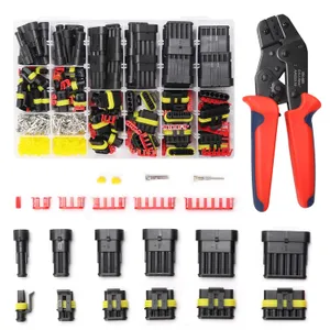 708Pcs Waterproof Electrical Connectors with Ratcheting Crimper Plier, Automotive Wire Connectors Plug Connector Kit Wire Crimping Tool, 1/2/3/4/5/6 Pin Electrical Connectors for Car, Motorcycle