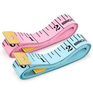 Tape Measure, iBayam Soft Ruler Measuring Tape for Body Weight Loss Fabric Sewing Tailor Cloth Vinyl Measurement Craft Supplies, 60-Inch Double Scale Ruler, 2-Pack Pastel Pink, Blue