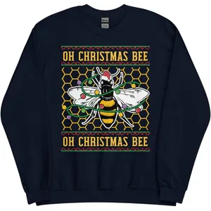 Teerex Apparel Funny Oh Christmas Bee Oh Christmas Bee X Mas 2022 Unisex Pullover Sweatshirt