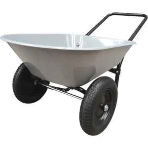 GARDEN STAR Two Wheel Poly Tray Wheelbarrow, 5 Cubic Foot, Gray/Black, Easy Assembly