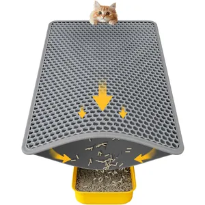 Cat Litter Mat - 23.2'' x 14.6'' Small Litter Trapping Mat, Easy to Clean Litter Box Mat, Waterproof, Urine-Proof, Non-Slip, Cat Toilet Training Systems Accessories, Grey
