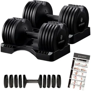 BYZOOM FITNESS Pure Series Adjustable Dumbbell - 12.5/25/27.5/75lb - ONE UNIT OR PAIR(check QTY before purchase) - 5-in-1/ 10-in-1 / 21-in-1 Flexible Hand Weights for Home Gym, Strength Training & Fitness Workouts, White OR Black