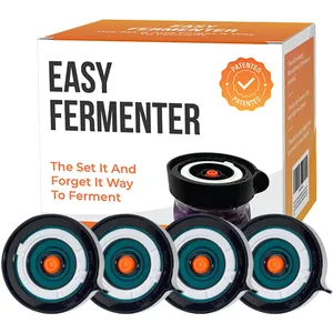 Fermentation Lids Kit, Mason Jar Airlock Lid, Fermenting Lids for Wide Mouth Mason Jars, Kimchi, Pickle, and Sauerkraut Fermentation, Pack of 4