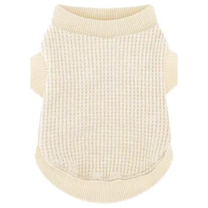 Cozy Lightweight Dog Sweaters Shirt for Small Puppies: Stretchable Beige Tank Top Attire, Perfect for Chihuahuas and Yorkies - Enhancing Comfort and Playfulness on Chilly Days - Medium