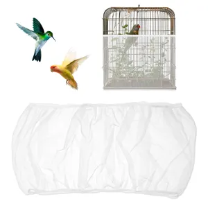 Trinkrittey Bird Cage Seed Catcher White Bird Cage Net Cover Adjustable Birds Cages Netting Seed Catcher Stretchy Birds Cages Guard for Parrot Enclosures