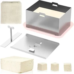 Tofu Press, Stainless Steel Tofu Press Maker Food Grade Tofu Press Mold Kit DIY Tofu Press Mold with Drip Tray for Kitchen Restaurant Tofu Making