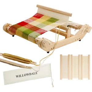 WILLOWDALE 12 Inches Rigid Heddle Loom, Weaving Loom Kit with Shed Stick, Wooden Multi-Craft Weaving Loom for Adults, Threads Warping Frame with Pegs and Yarn Stand, Frame Loom for Beginner
