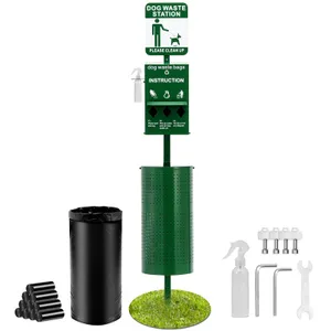 VEVOR Dog Waste Station, 11.5 Gallon Pet Waste Station with Hand Wash Bottle, Lockable Bag Dispenser, 50 Can Liners & 600 Waste Bags, Outdoor Pet Poop Station for Commercial Use, Parks, Backyard