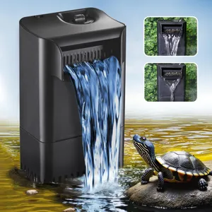 220GPH Turtle Filter for 20-45 Gal Tank, Small Turtle Filters 3-stage Filtration for Freshwater Saltwater Cloudywater, Ultra-quiet and Flow Adjustable for Fish Turtles Shrimps Amphibians Frogs | Minimum water level required: 2.6 inches