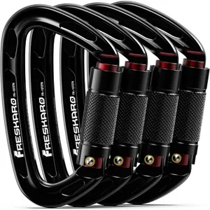FresKaro 4inches 25kN-5621lbs Climbing Carabiners, UIAA CE Certified, Twist Auto Locking, Made of 7075 Aluminium, Lightweight, Rust Proof, for Mountaineering, Rappelling etc., Multi-Colors