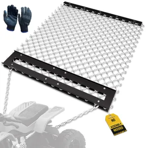 STIRLINGEAR4'x5' Pre-Assembled Drag Harrow for ATV/UTV – Heavy Duty Rust-Resistant Mesh Harrow for Gravel Driveway, Lawn, Field & Soil Leveling – Steel Tow Behind Ground Leveler (Patent Pending)