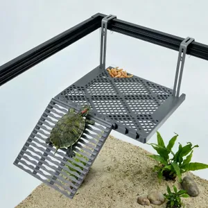 SolidForm Hanging Turtle Basking Platform with Built-in Food Tray, Zero Zip-Tied, Non-Slip Ramp Terrace, Resting Turtles Dock, for 25–75 Gallon Aquariums Frog Turtle Turtle Tank Accessories